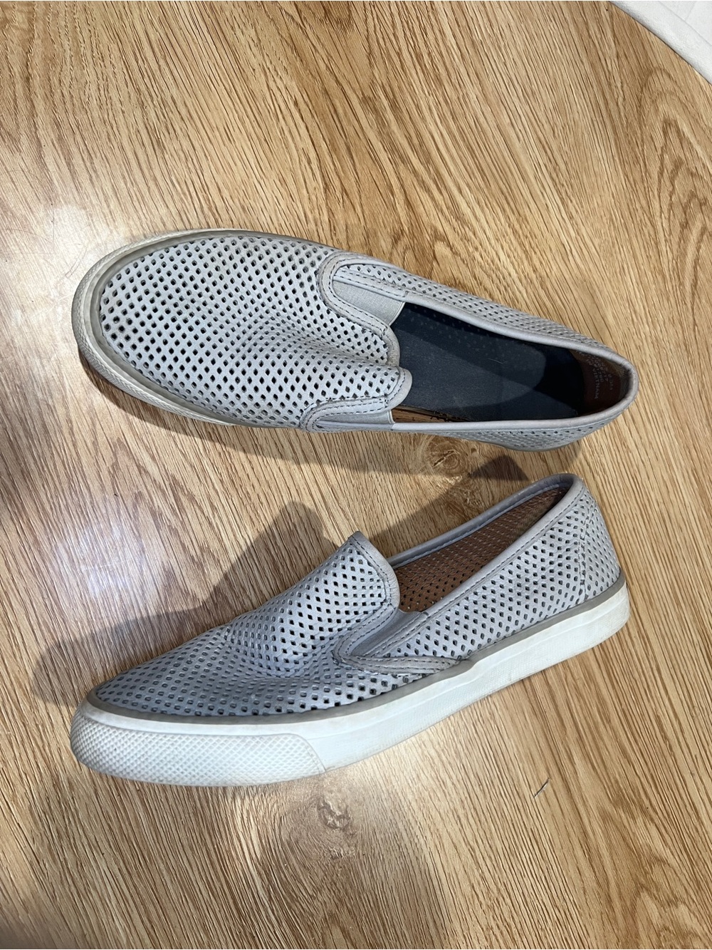 Sperry Light Gray Perforated Slip-On Loafers 8.5